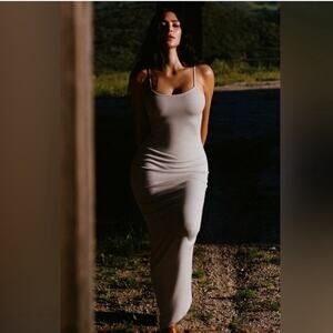 Skims Cotton Rib Long Cami Dress Size Large